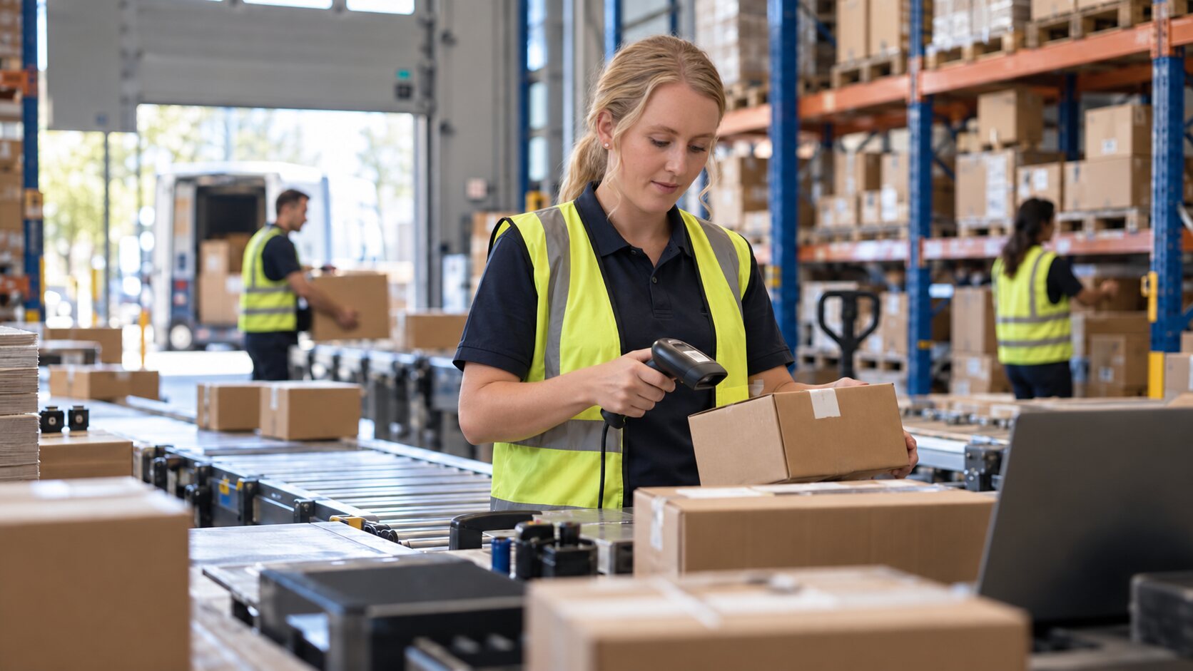 Medewerker verwerkt bestellingen in een fulfilmentomgeving