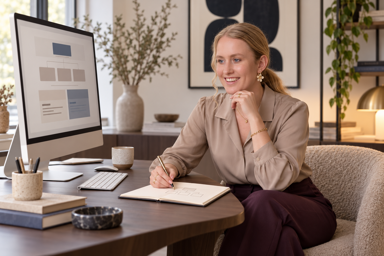 Josephine analyseert websitebeheer met een collega